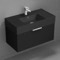 Black Bathroom Vanity With Black Sink, Floating, Modern, 32